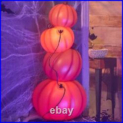 CRACKER BARREL Halloween 2024 3 Foot Stacked Pumpkins Blow Mold Light Up Decor