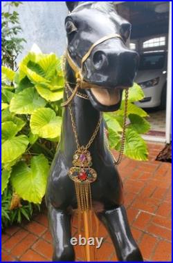 Carousel Horse Large Blow Mold Ornate Black Stallion