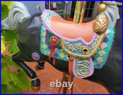 Carousel Horse Large Blow Mold Ornate Black Stallion