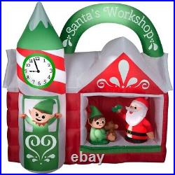 Christmas 7.5 Ft Santa Animated Workshop Elf Clock Tower Airblown Inflatable