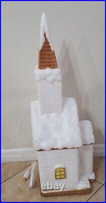 Christmas Blow Mold Church Chapel Light Up Holiday Time Decoration 32 New