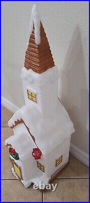 Christmas Blow Mold Church Chapel Light Up Holiday Time Decoration 32 New