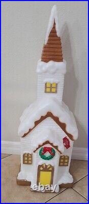 Christmas Blow Mold Church Chapel Light Up Holiday Time Decoration 32 New