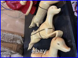 Christmas Blow Mold Santa Sleigh Reindeers 1960s or 1950s