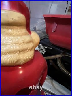 Christmas Blow Mold Santa Sleigh Reindeers 1960s or 1950s