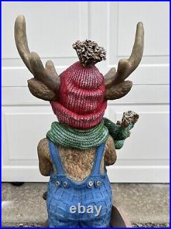 Christmas Corner 29 Reindeer Statue North Pole Sign with Bunny Decoration