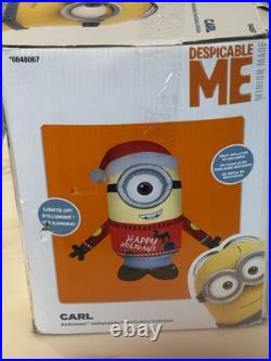 Christmas Gemmy 9 ft Tall Light Up Minion Stuart Happy Holidays Inflatable EUC