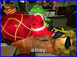 Christmas How The Grinch Stole Christmas Santa Sleigh Airblown Inflatable AS IS
