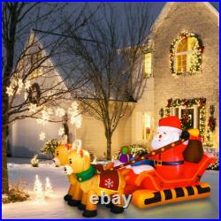 Christmas Inflatable Santa Claus Reindeer Sleigh Blowup Yard Decoration LED