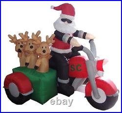 Christmas LED Air Blown Inflatable Decoration Santa Claus Reindeer on Motorcycle