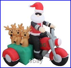 Christmas LED Air Blown Inflatable Decoration Santa Claus Reindeer on Motorcycle