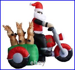 Christmas LED Air Blown Inflatable Decoration Santa Claus Reindeer on Motorcycle