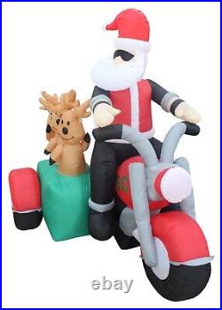 Christmas LED Air Blown Inflatable Decoration Santa Claus Reindeer on Motorcycle