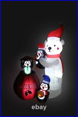 Christmas LED Animated Inflatable Yard Decoration Polar Bear Penguins Cookie Jar