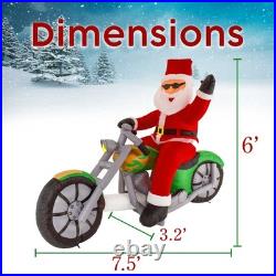 Christmas Masters 6ft Inflatable Santa Claus Riding a Motorcycle Yard Decoration