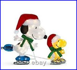Christmas Peanuts Snoopy & Woodstock Ice Skating Lighted Yard Decor 2-D 2 Piece