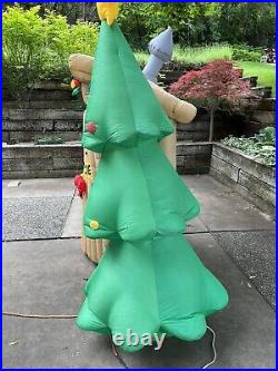 Christmas Santa Animated Outhouse With Elf Airblown Inflatable GEMMY 6.5 Ft Ligh