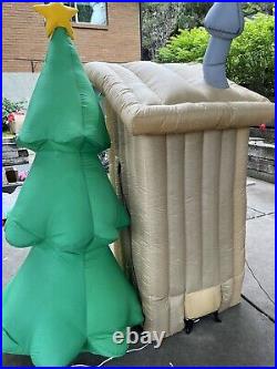 Christmas Santa Animated Outhouse With Elf Airblown Inflatable GEMMY 6.5 Ft Ligh