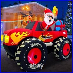 Christmas Santa Derr Monster Truck Airblown Inflatable Decor Blow Up Lawn Yard