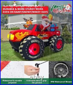 Christmas Santa Derr Monster Truck Airblown Inflatable Decor Blow Up Lawn Yard