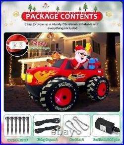 Christmas Santa Derr Monster Truck Airblown Inflatable Decor Blow Up Lawn Yard