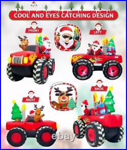 Christmas Santa Derr Monster Truck Airblown Inflatable Decor Blow Up Lawn Yard