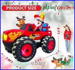 Christmas Santa Derr Monster Truck Airblown Inflatable Decor Blow Up Lawn Yard