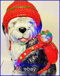 Christmas Santa Sheep Dog Colored LED Lights Blow Mold EXCELLENT CONDITION