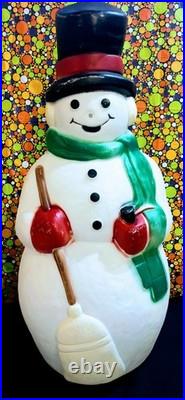 Christmas Snowman Blow Mold 39Tall Empire O24636 U S. A. 1990 No Cracks/No Holes