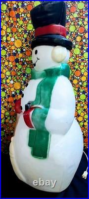 Christmas Snowman Blow Mold 39Tall Empire O24636 U S. A. 1990 No Cracks/No Holes