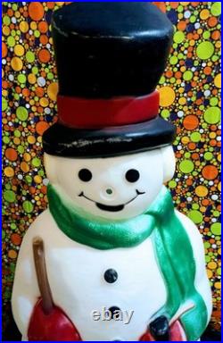 Christmas Snowman Blow Mold 39Tall Empire O24636 U S. A. 1990 No Cracks/No Holes