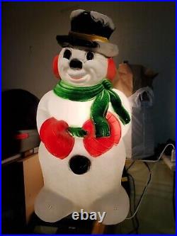 Christmas Snowman Blow Mold Figure Yard Decor Frosty Scarf Top Hat 30 UL
