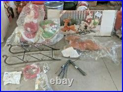 Complete set Santa Sleigh WithToys & all 9 Reindeer EMPIRE lighted Blow Mold