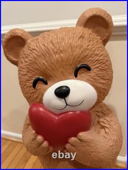 Cracker Barrel 3 Ft Valentine Bear Hugging Heart Blow Mold Valentine's Day Decor