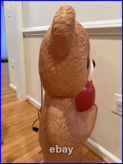 Cracker Barrel 3 Ft Valentine Bear Hugging Heart Blow Mold Valentine's Day Decor