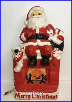 Dapol 17 Lighted Blow Mold Christmas Santa Sitting Chimney Fireplace WORKS