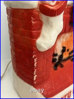 Dapol 17 Lighted Blow Mold Christmas Santa Sitting Chimney Fireplace WORKS