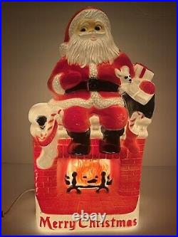 Dapol 17 Lighted Blow Mold Christmas Santa Sitting Chimney Fireplace WORKS