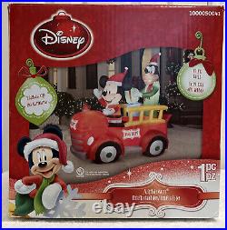 Disney 6 Ft Christmas Mickey & Goofy In Fire Dept Truck AirBlown Inflatable
