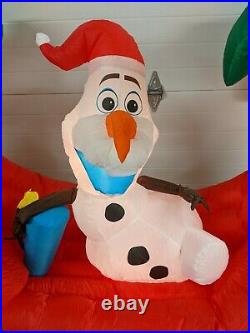 Disney Gemmy Christmas Frozen Olaf Snowman Palm Tree Lighted Inflatable 7.5 ft