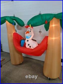 Disney Gemmy Christmas Frozen Olaf Snowman Palm Tree Lighted Inflatable 7.5 ft