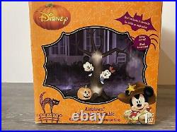 Disney Inflatable Halloween 6.5ft Mickey & Minnie behind tree with pumpkin NEW