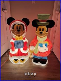 Disney Santa's Best Mickey and Minnie Mouse Christmas Blow Molds 33 1/2 Vintage