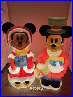 Disney Santa's Best Mickey and Minnie Mouse Christmas Blow Molds 33 1/2 Vintage