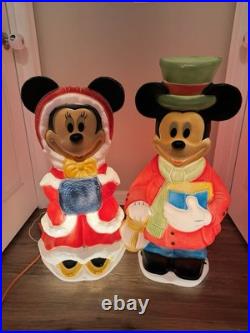 Disney Santa's Best Mickey and Minnie Mouse Christmas Blow Molds 33 1/2 Vintage