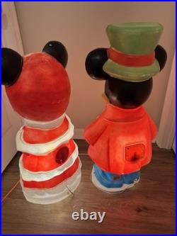 Disney Santa's Best Mickey and Minnie Mouse Christmas Blow Molds 33 1/2 Vintage