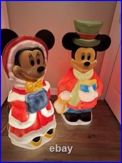 Disney Santa's Best Mickey and Minnie Mouse Christmas Blow Molds 33 1/2 Vintage