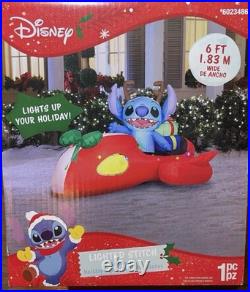 Disney Stitch 6ft Red Hover Car Lighted CHRISTMAS Inflatable Sleigh Ship Racecar