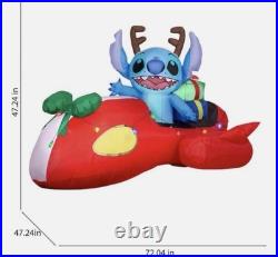 Disney Stitch 6ft Red Hover Car Lighted CHRISTMAS Inflatable Sleigh Ship Racecar