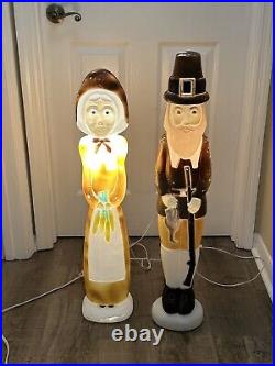 Don Featherstone Union Thanksgiving Pilgrim Couple Blow Mold Man Woman